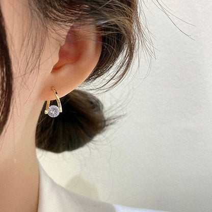 Diamond Zircon Studs S925 Sterling Silver Earrings (18K Gold Plated)