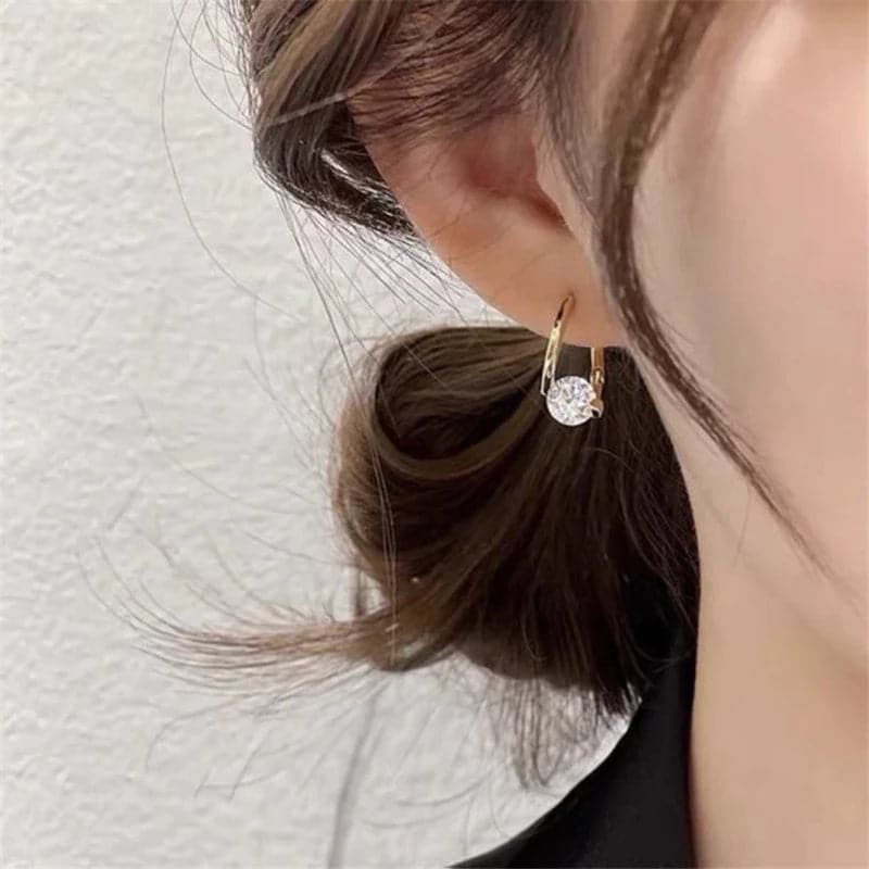 Diamond Zircon Studs S925 Sterling Silver Earrings (18K Gold Plated)