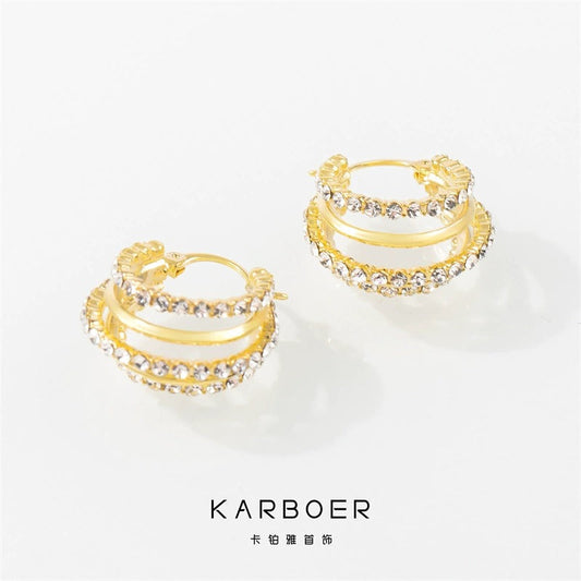 Trendy Diamond zircon earrings(24k gold plated)