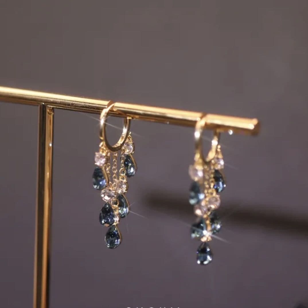 Blue Zircon S925 Sterling Silver Earrings (18K Gold Plated)