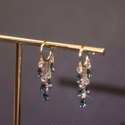 Blue Zircon S925 Sterling Silver Earrings (18K Gold Plated)